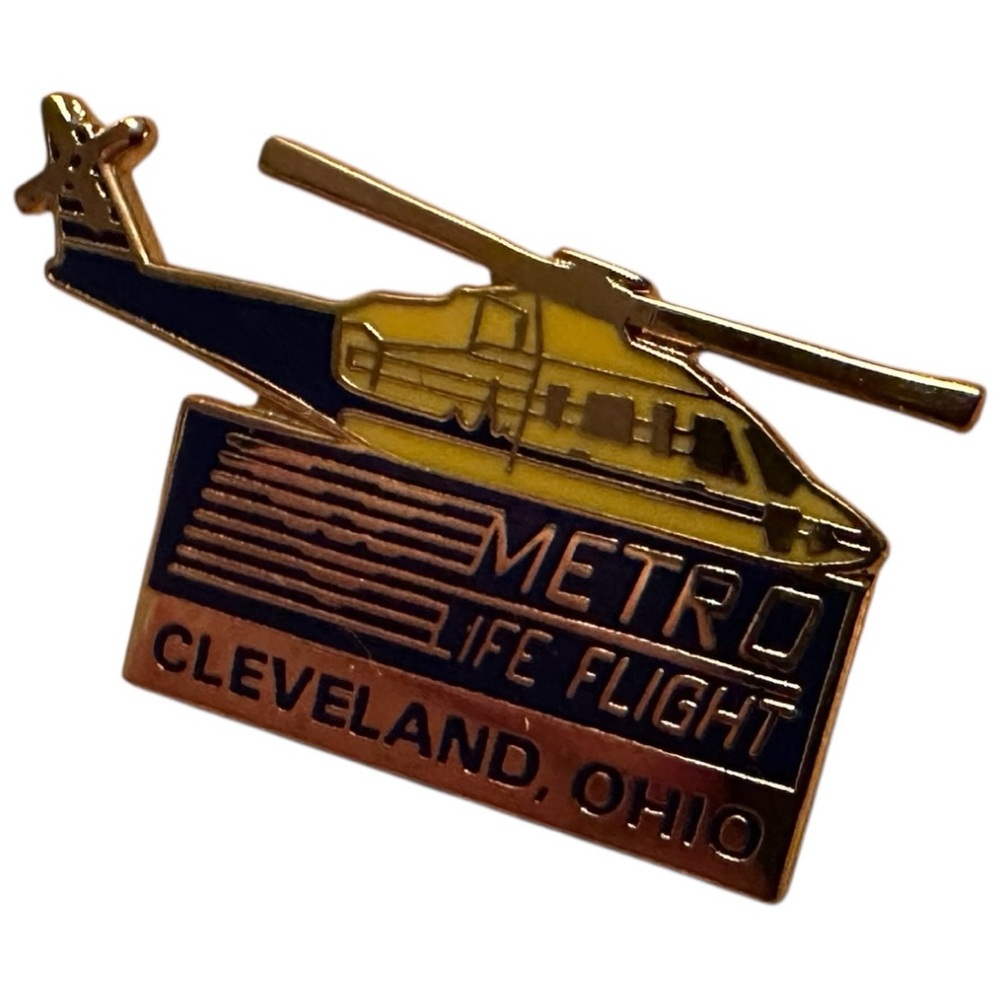 Vintage Cleveland Metro Life Flight Gold and Blue Pin